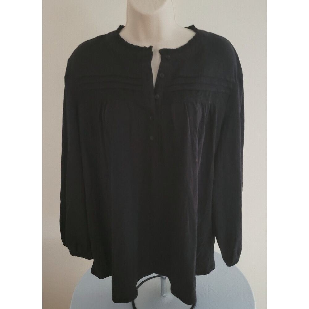 Croft & Barrow -Women's 3/4 Sleeve, Black, V-Yoke, Pheasant-like Top-Sz XXL New!